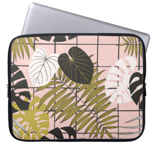 Tropische Blätter aus Palmen, stilvoller Sommer. Laptopschutzhülle