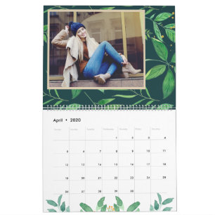 Tropische Blätter Bearbeitbares Jahr Foto Kalender