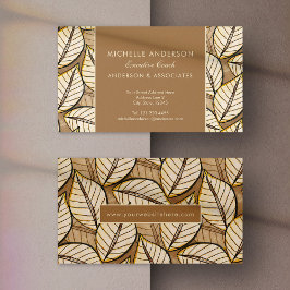 Tropische Blätter Beige Elegante Visitenkarte