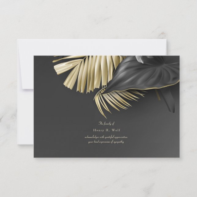 Tropische Blätter Beileid Danke Karte (Vorderseite)