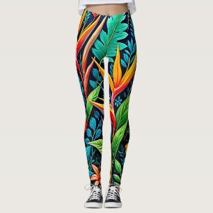 Tropische Blätter blühen Kunst Leggings