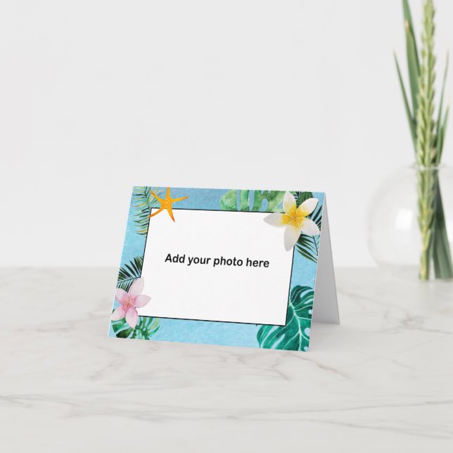 Tropische Blätter Blume Danke, kleine Notizkarte Dankeskarte (Vorderseite)