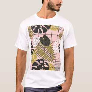 Tropische Blätter, Blume, handgemalte Muster. T-Shirt
