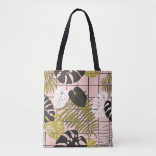 Tropische Blätter, Blume, handgemalte Muster. Tasche