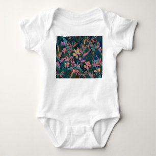 Tropische Blätter, Blume: Vintag ausgekleidet. Baby Strampler