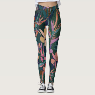 Tropische Blätter, Blume: Vintag ausgekleidet. Leggings