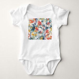 Tropische Blätter Blume Vintag botanisch Baby Strampler