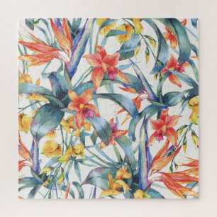 Tropische Blätter Blumen Vintage Botanisch