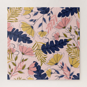 Tropische Blätter Blumen Vintage-Druck