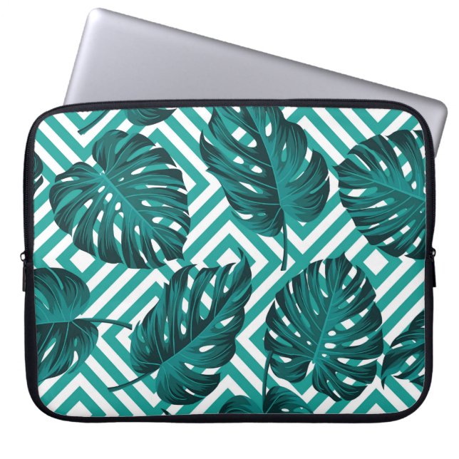 Tropische Blätter: Blumenmuster nahtlos. Laptopschutzhülle (Vorderseite)