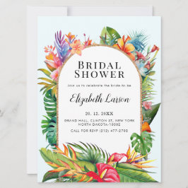 Tropische Blätter Blumenstrände Hochzeit Einladung