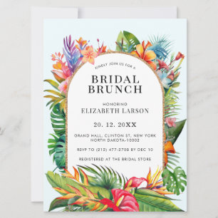 Tropische Blätter Blumenstrände Hochzeit Einladung