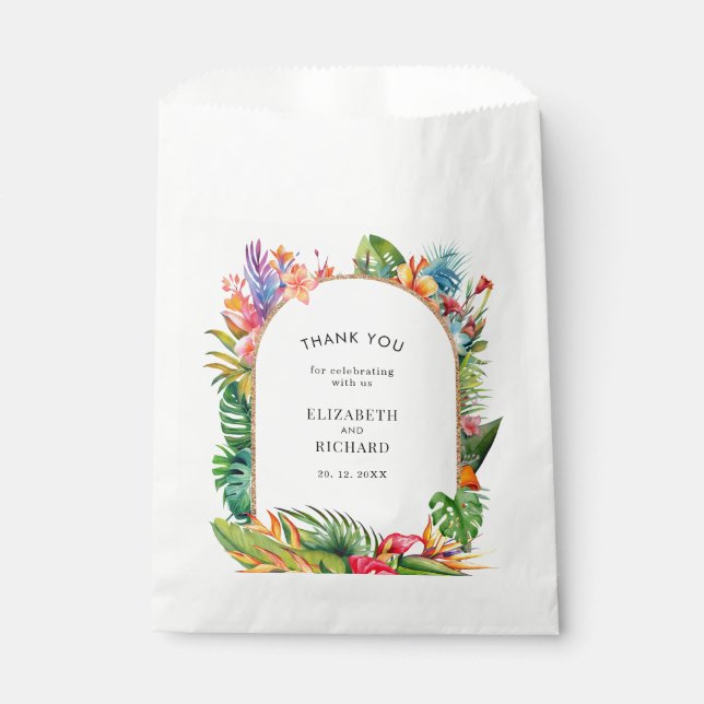 Tropische Blätter Blumenstrände Hochzeit Geschenktütchen (Vorderseite)