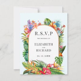 Tropische Blätter Blumenstrände Hochzeit RSVP Karte