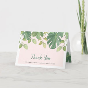 Tropische Blätter   Blush und Green Vielen Dank Dankeskarte