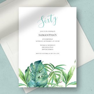 Tropische Blätter der Wasserfarbe 60. Geburtstag