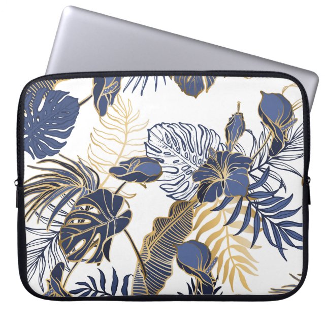 Tropische Blätter, Dschungel nahtlos Hintergrund. Laptopschutzhülle (Vorderseite)