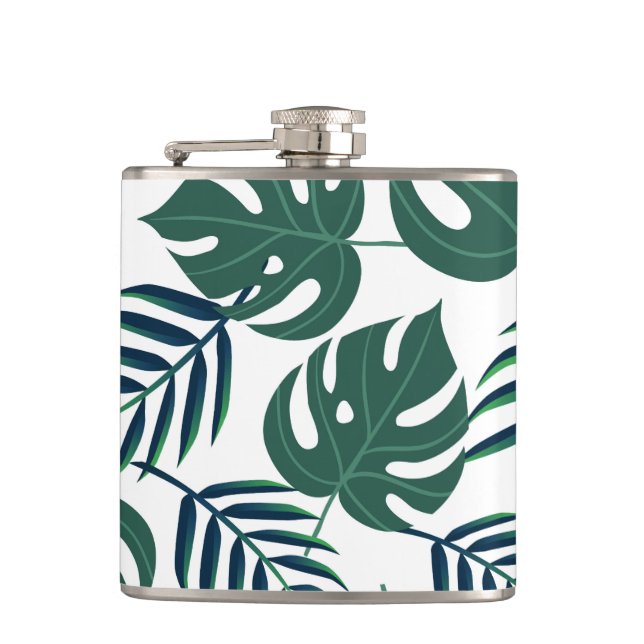 Tropische Blätter Flachmann (Vorderseite)