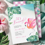 Tropische Blätter Flamingo 60. Geburtstagsparty Einladung<br><div class="desc">Diese lustige 60. Geburtstagsfeier-Einladung enthält die Worte "Let's Flamingle" mit dem Ehrengast-Set in einer modernen handgeschriebenen Schrift Typografie mit Veranstaltungsdetails in einem klassischen Serif-Schriftart. Eine Nachbildung meiner original Aquarellfarben rosa Flamingo und Monstera Palmen Blätter in den Schattierungen von Blues, Grüntöne und Türkis schmückt diese tropische Einladung. Die Karte kehrt mit...</div>