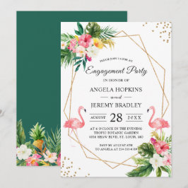 Tropische Blätter Flamingo Engagement Party Einladung
