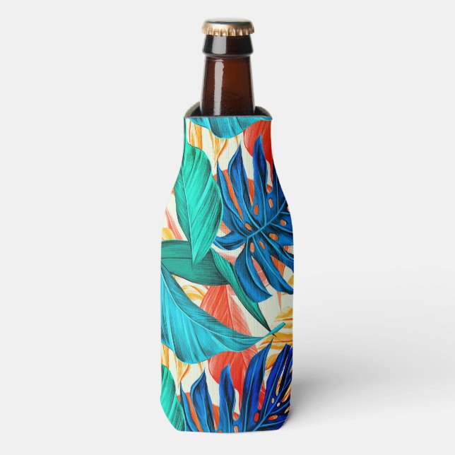 Tropische Blätter Flasche Cooler Flaschenkühler (Flaschenvorderseite)