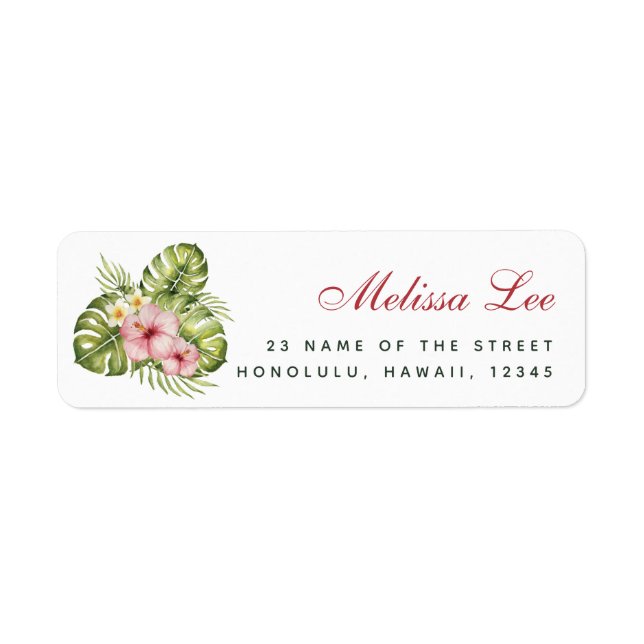 Tropische Blätter Floral Hawaiian Hibisken Adresse (Vorne)
