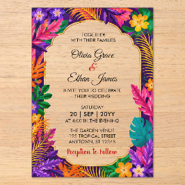 Tropische Blätter Florales Design Hochzeit  Acryleinladungen
