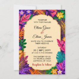 Tropische Blätter Florales Design Hochzeit  Einladung