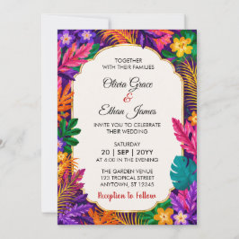 Tropische Blätter Florales Hochzeitsdesign Einladung