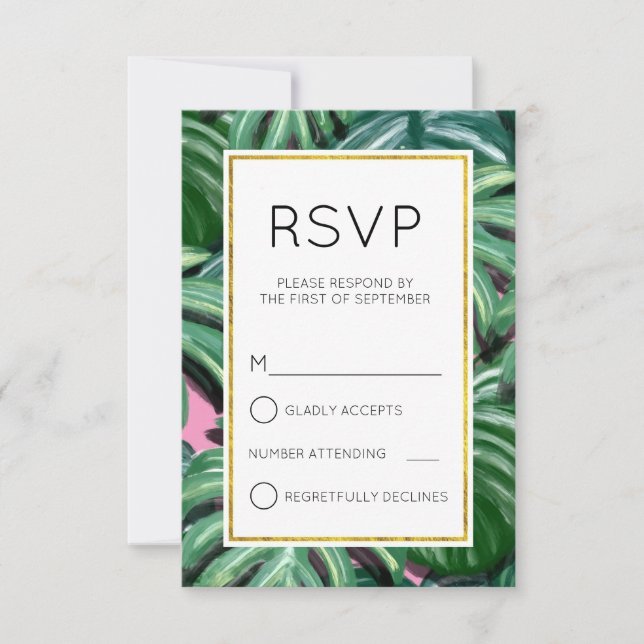 Tropische Blätter Foliage Green & Lush Einfache UA RSVP Karte (Vorderseite)