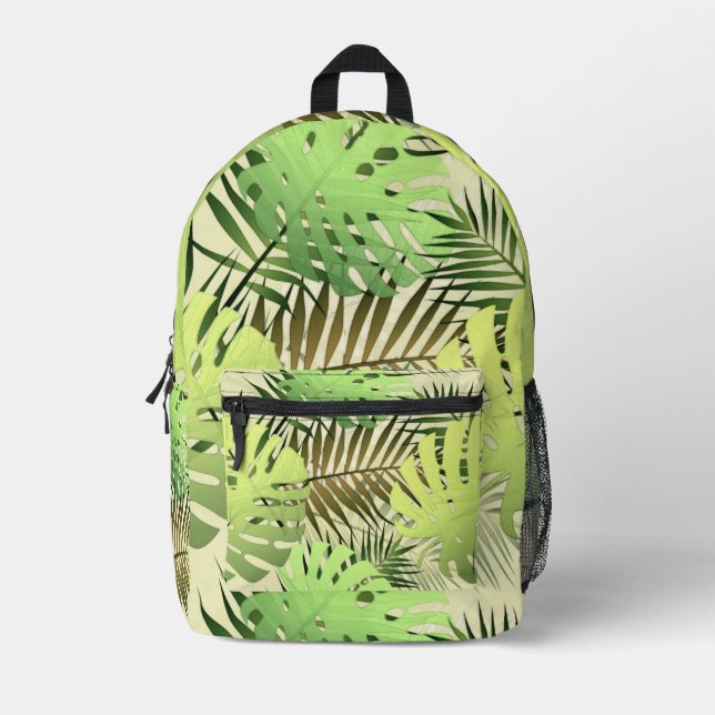 Tropische Blätter für Grüne und Goldpalme Bedruckter Rucksack (Vorderseite)