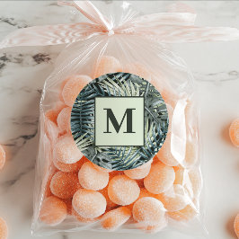 Tropische Blätter für grünes Wasser Runder Aufkleber