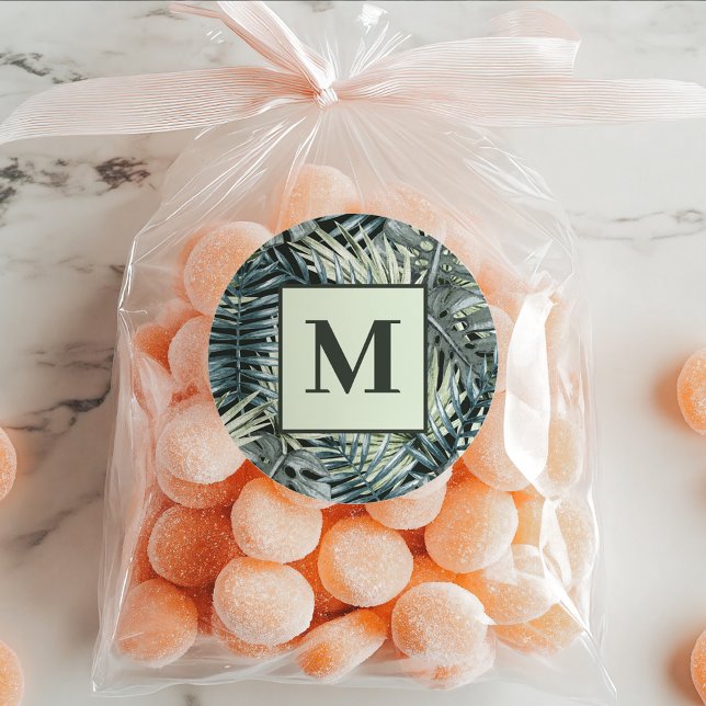 Tropische Blätter für grünes Wasser Runder Aufkleber (Von Creator hochgeladen)