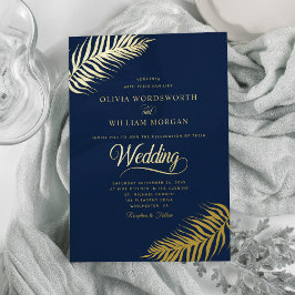 Tropische Blätter für Minimalistische Hochzeiten Folieneinladung