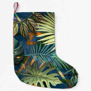 Tropische Blätter, geometrische Formen Kleiner Weihnachtsstrumpf