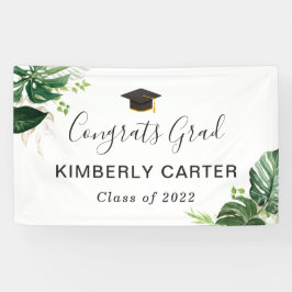 Tropische Blätter Glückwunsch Grad Graduierungspar Banner
