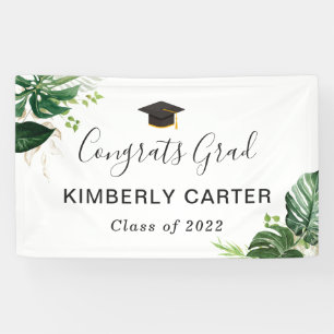 Tropische Blätter Glückwunsch Grad Graduierungspar Banner