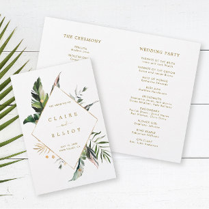 Tropische Blätter Gold-Hochzeitsprogramm