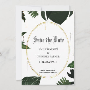 Tropische Blätter, Gold Save-the-Date Save The Date