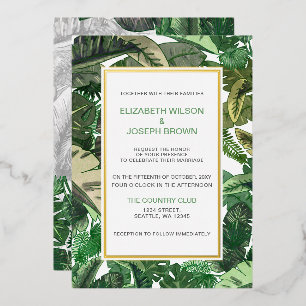 Tropische Blätter Goldene Vegetation Botanische Ho Folieneinladung