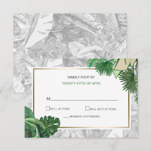 tropische Blätter goldene Vegetation botanische uA Einladung