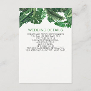 Tropische Blätter Goldgrün botanische Hochzeit Begleitkarte