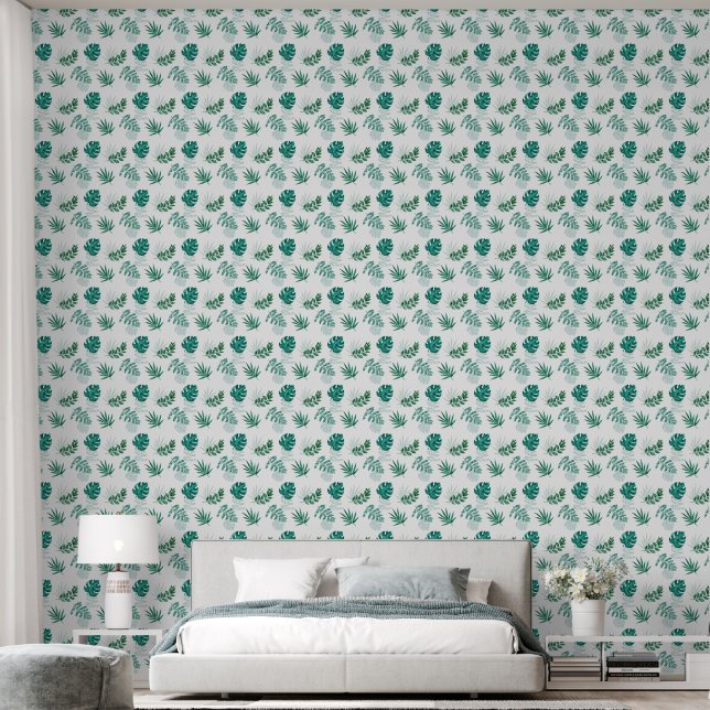 Tropische Blätter grün Tapete (Schlafzimmer)