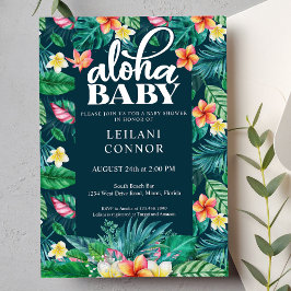 Tropische Blätter Hawaiian Floral Aloha Babydusche Einladung