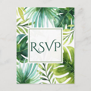 Tropische Blätter Hawaiian Sommer Hochzeit RSVP Einladungspostkarte