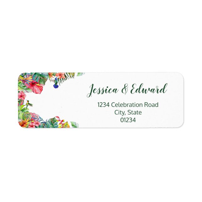 Tropische Blätter Hibiskus Hawaiian Address Label (Vorne)
