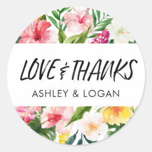 Tropische Blätter Hochzeit Danke, dass du Sticker