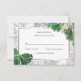 Tropische Blätter Hochzeit von goldfarbenem Grün RSVP Karte
