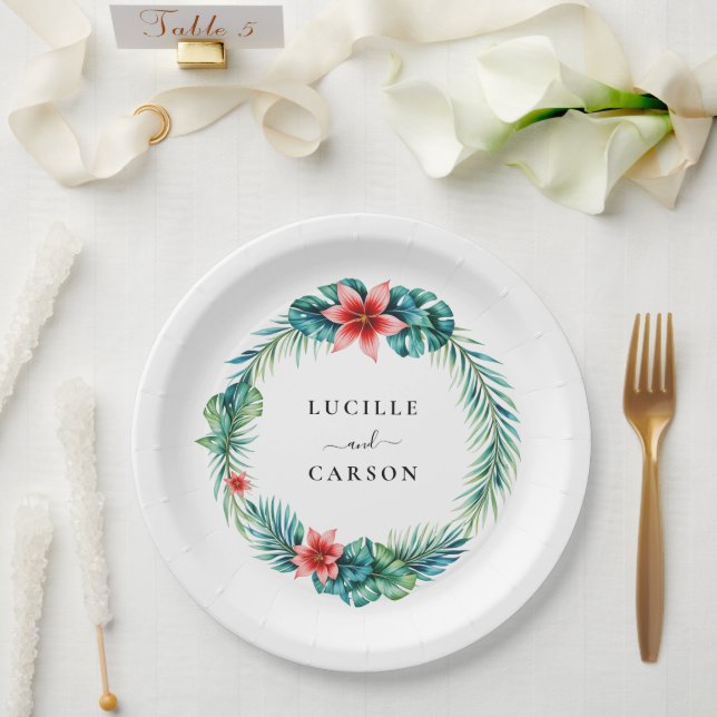 Tropische Blätter Hochzeit von Greenery Wreath Gar Pappteller (Hochzeit)