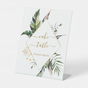 Tropische Blätter Hochzeitstisch Sockelschild